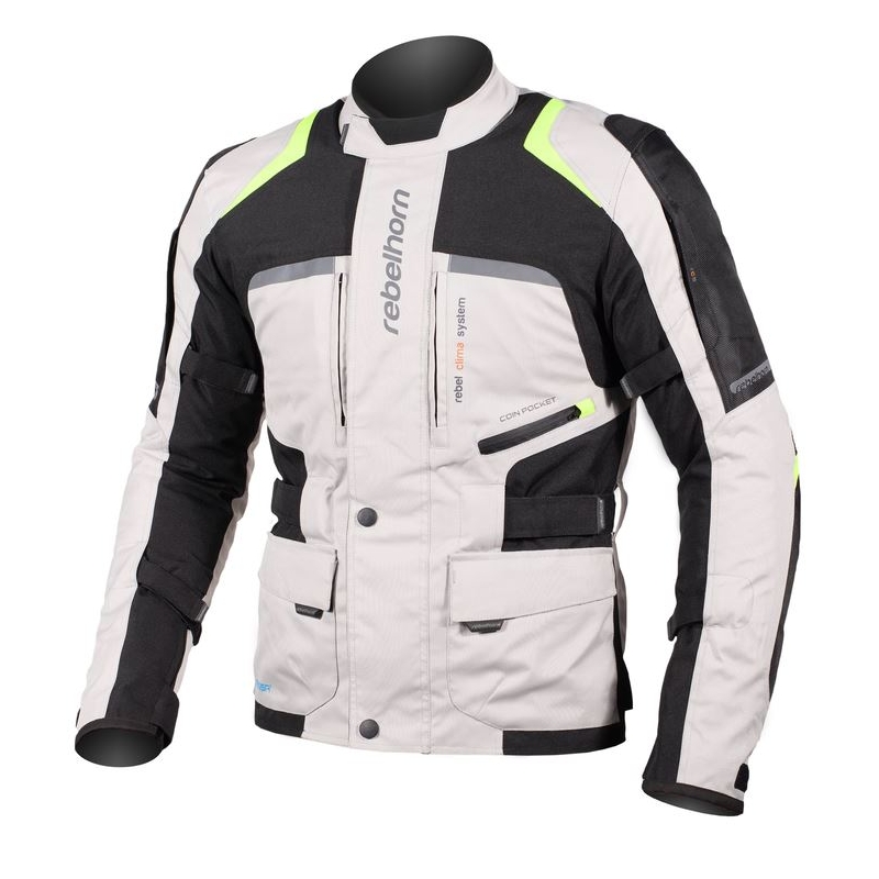 Motorradjacke Rebelhorn Hiker Pro grau-schwarz-fluo gelb