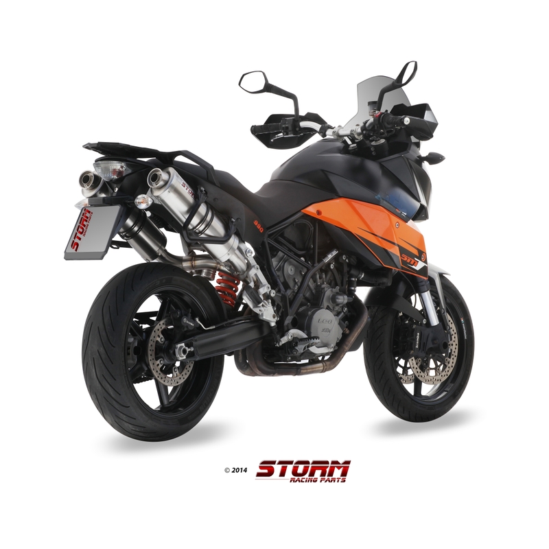 2 Auspuffendstücke STORM OVAL Edelstahl für KTM Supermoto 990 / R / T 2009-2013
