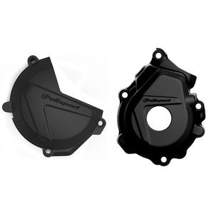 Clutch and ignition cover protector kit POLISPORT 90974 schwarz