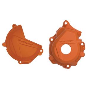 Clutch and ignition cover protector kit POLISPORT 90975 orange