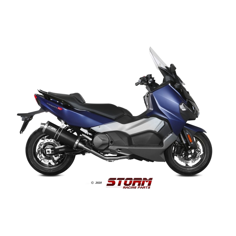 Auspuff komplett 2x1 STORM OVAL Steel black für SYM TL 500  2020-2021, SYM Maxsym TL 500 2019-2020
