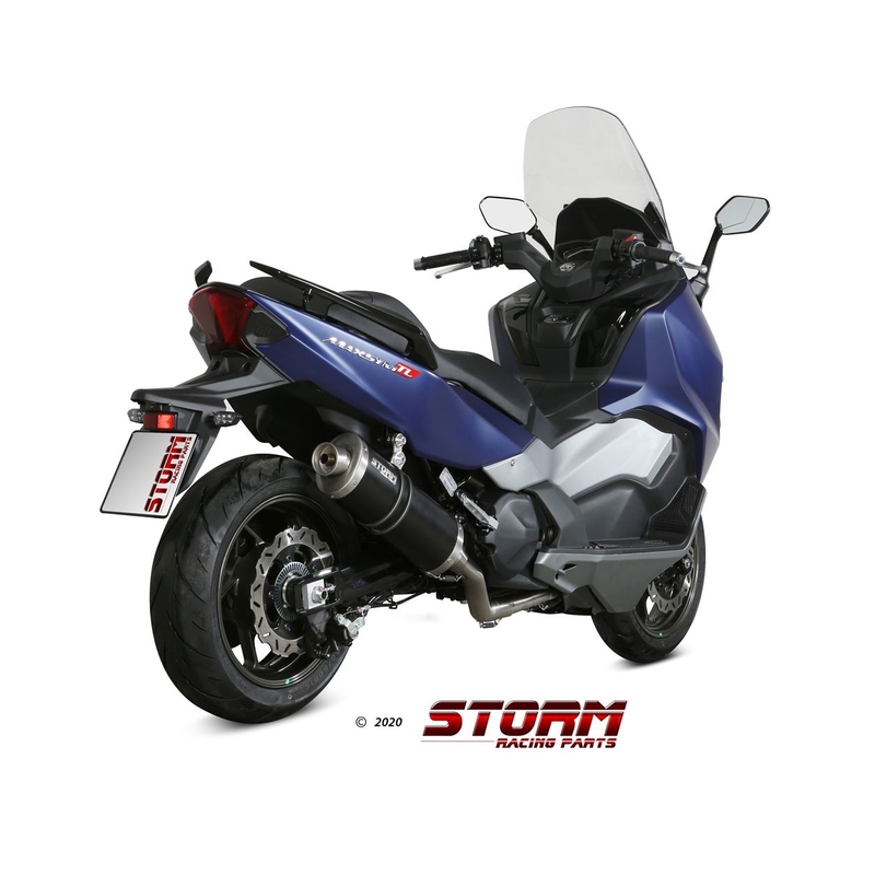 Auspuff komplett 2x1 STORM OVAL Steel black für SYM TL 500  2020-2021, SYM Maxsym TL 500 2019-2020