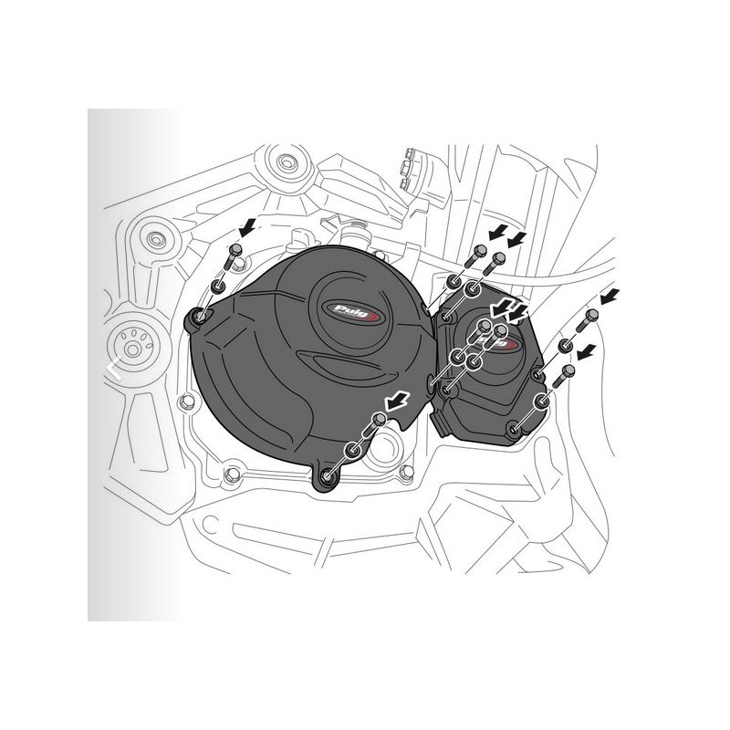 Engine protective covers PUIG schwarz included right, left and alternator caps