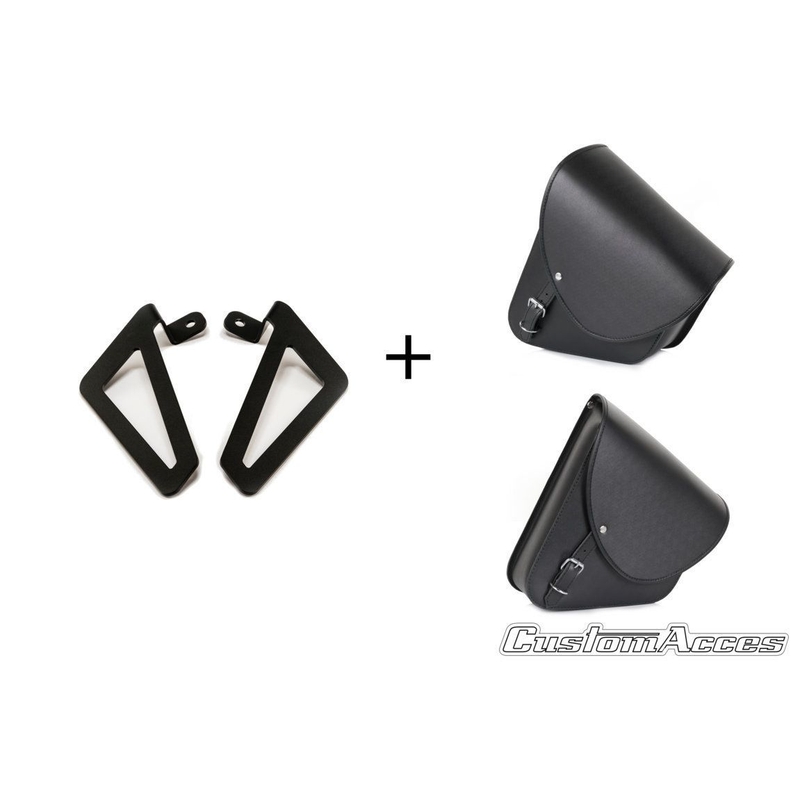 Leder-Satteltasche CUSTOMACCES BARCELONA schwarz pair, with universal support