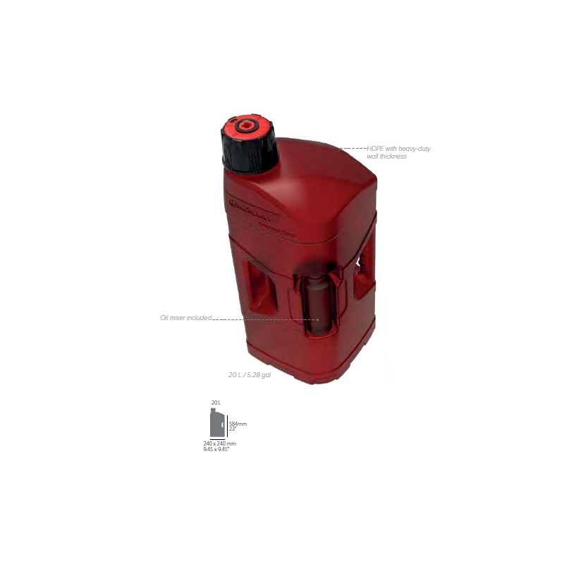 Utility can POLISPORT PROOCTANE 20 l with standard cap + 250 ml mixer + hose rot transparent