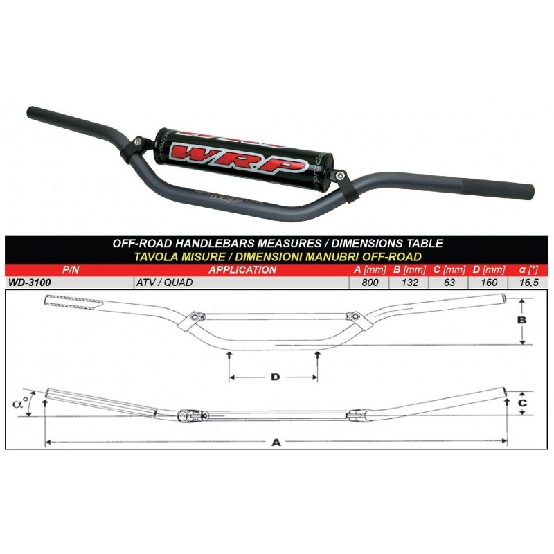Lenker WRP PRO-TECH ATV/QUAD grau