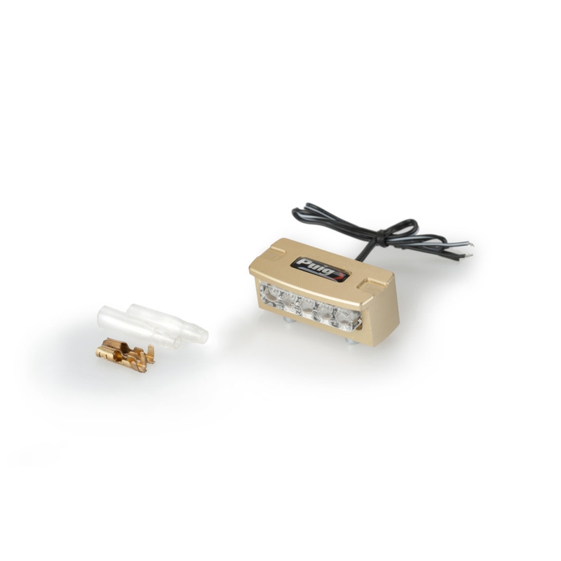 Beleuchtung für Kennzeichen Halter PUIG FLASH gold alu with LEDs