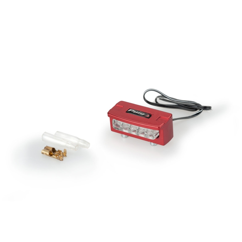 Beleuchtung für Kennzeichen Halter PUIG FLASH rot alu with LEDs
