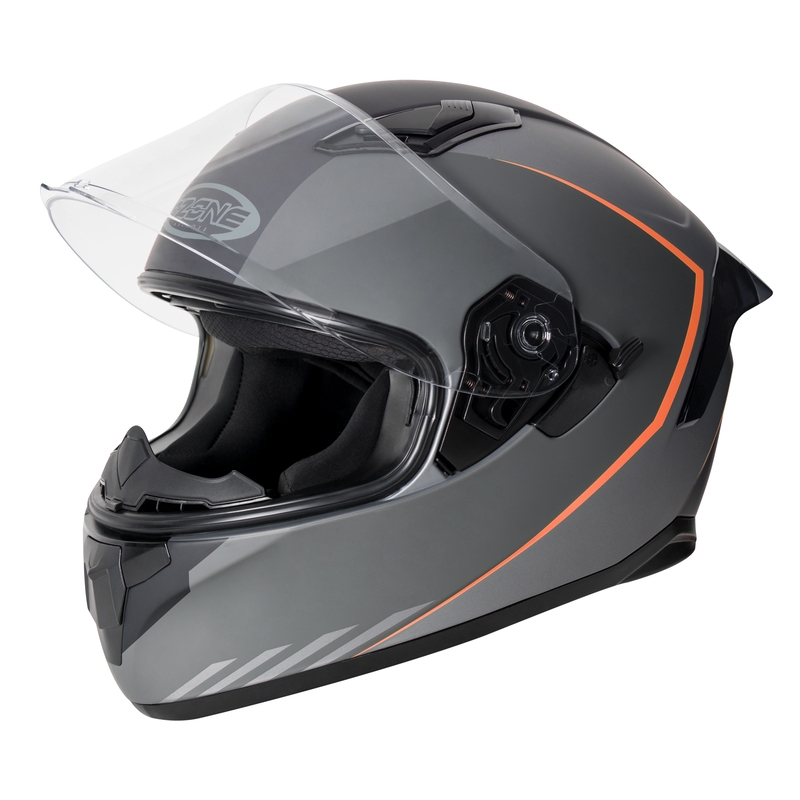 Ozone Sprint Stripe schwarz-grau-fluorrot Integral Motorradhelm
