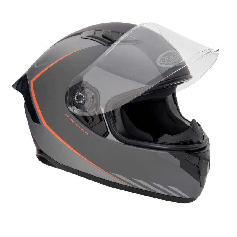 Ozone Sprint Stripe schwarz-grau-fluorrot Integral Motorradhelm