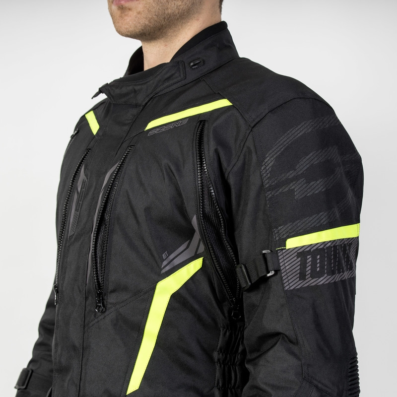 Motorradjacke Ozone Tour III schwarz-anthrazit-fluo gelb