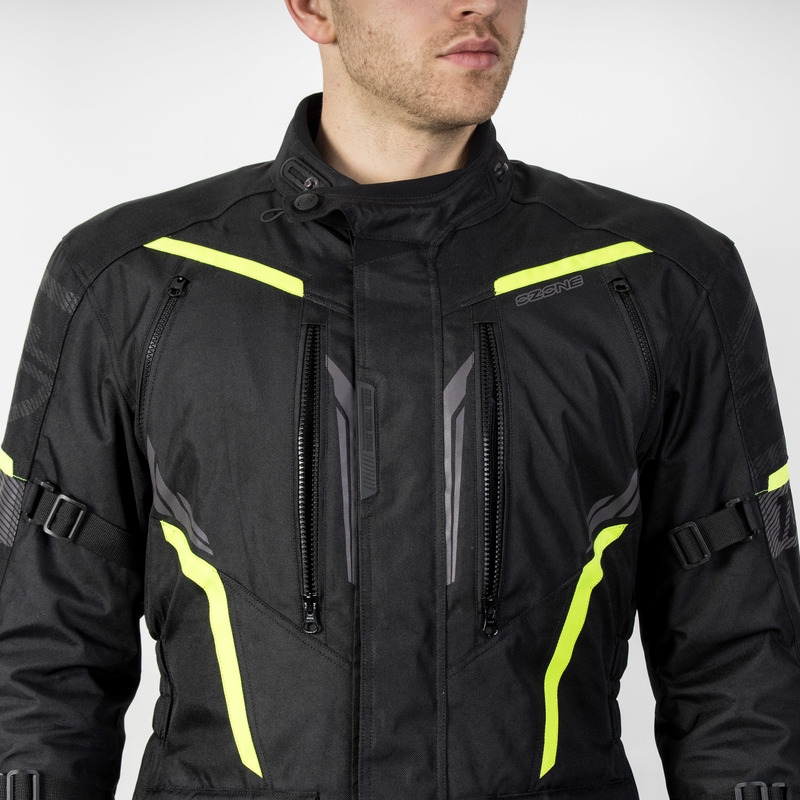 Motorradjacke Ozone Tour III schwarz-anthrazit-fluo gelb