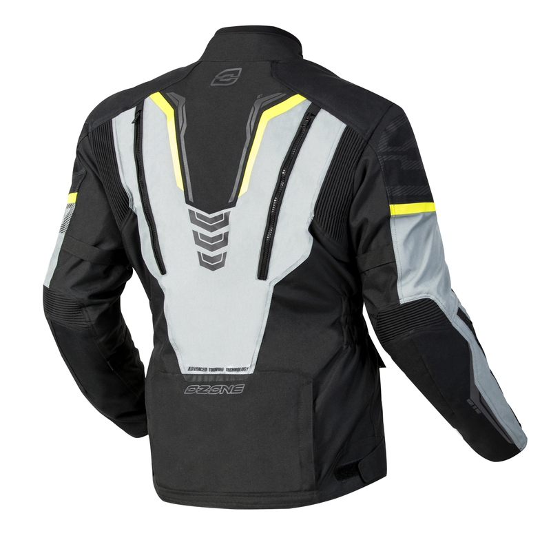 Motorradjacke Ozone Tour III schwarz-grau-fluo gelb