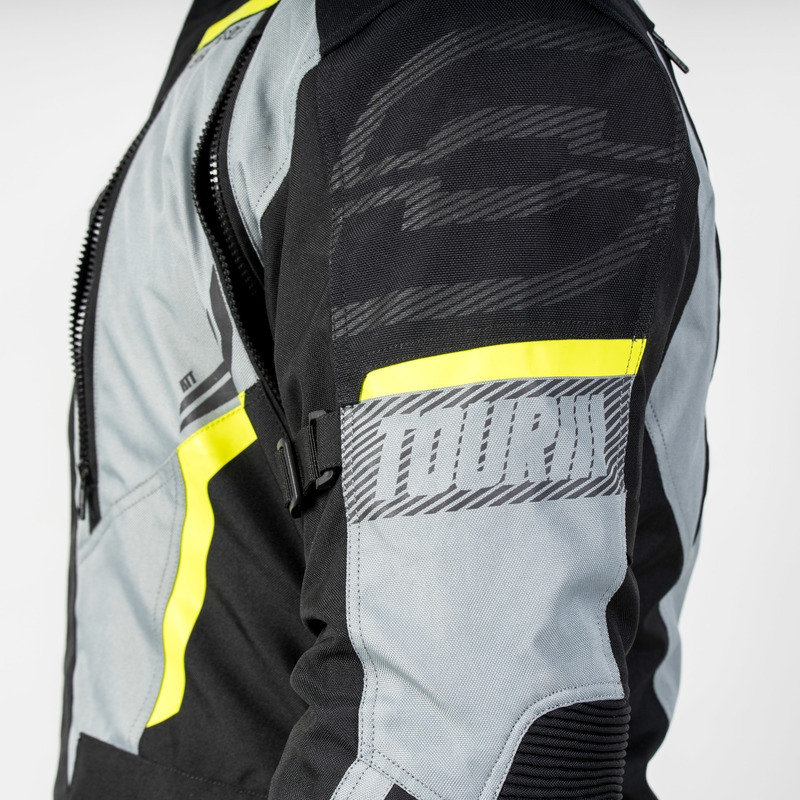 Motorradjacke Ozone Tour III schwarz-grau-fluo gelb