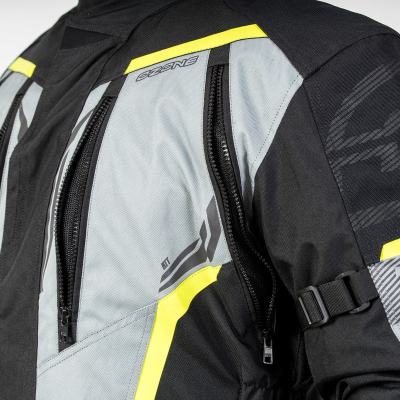 Motorradjacke Ozone Tour III schwarz-grau-fluo gelb