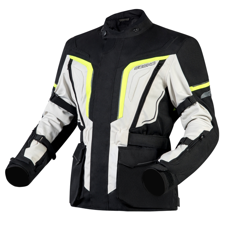 Motorradjacke Ozone Sahara schwarz-grau-fluo gelb Ausverkauf