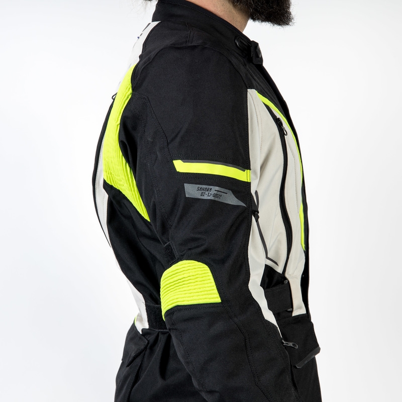 Motorradjacke Ozone Sahara schwarz-grau-fluo gelb Ausverkauf