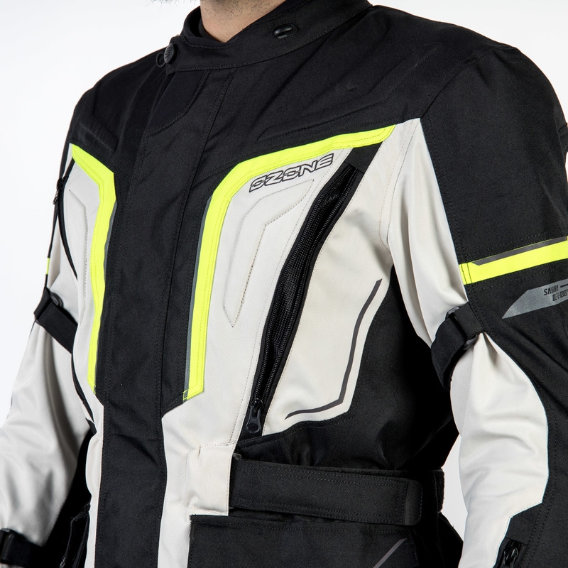Motorradjacke Ozone Sahara schwarz-grau-fluo gelb Ausverkauf