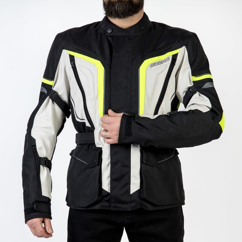 Motorradjacke Ozone Sahara schwarz-grau-fluo gelb Ausverkauf