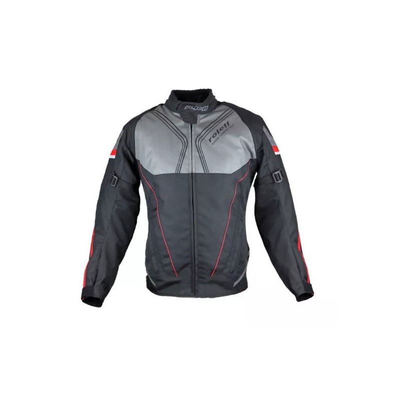 Roleff Irma Damen Motorradjacke Schwarz-Grau-Rot