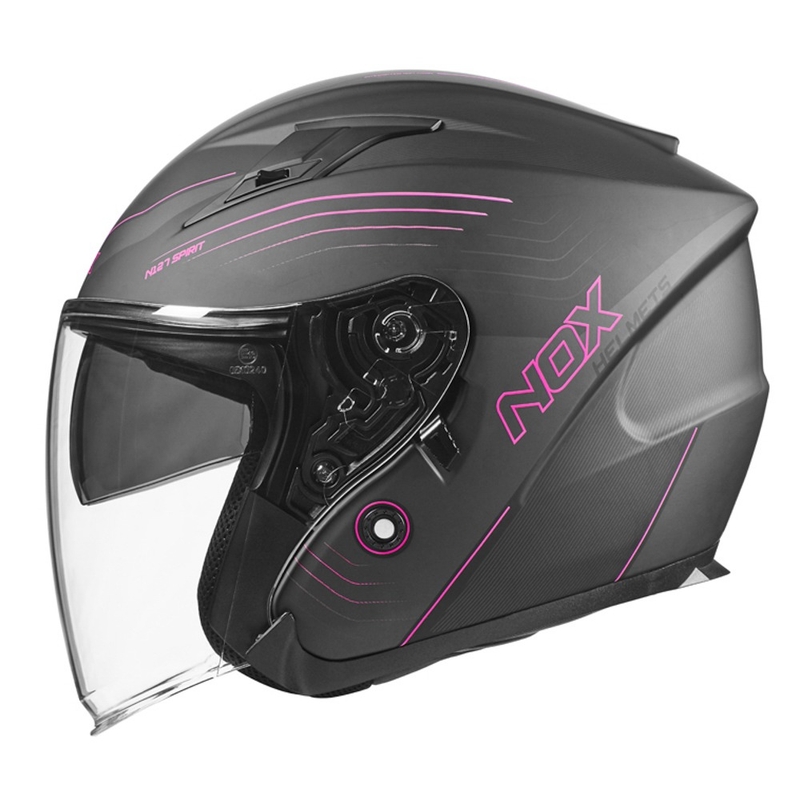 Offener Motorradhelm NOX N128 Spirit schwarz und rosa