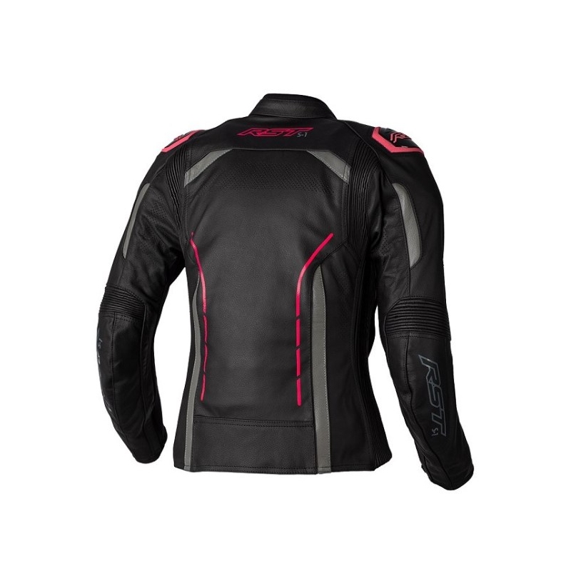 Damen Motorrad Lederjacke RST S1 CE schwarz-grau-rosa Ausverkauf