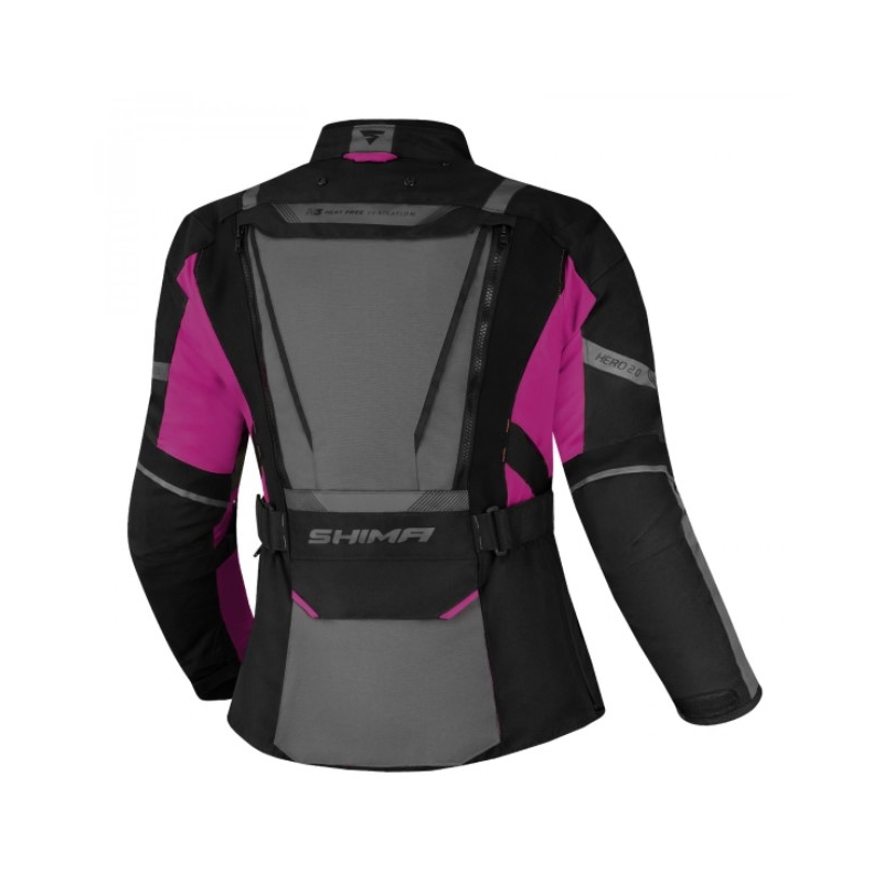 Shima Hero 2.0 Damen Motorradjacke Schwarz-Grau-Rosa