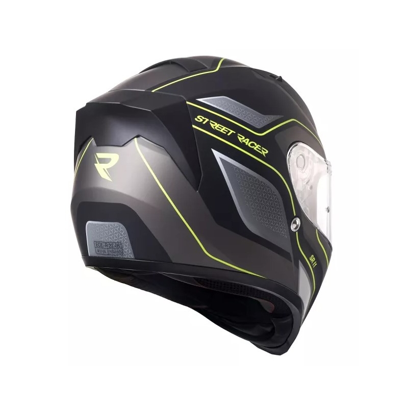 Integral Motorradhelm Street Racer SR I1 schwarz-grau fluo gelb