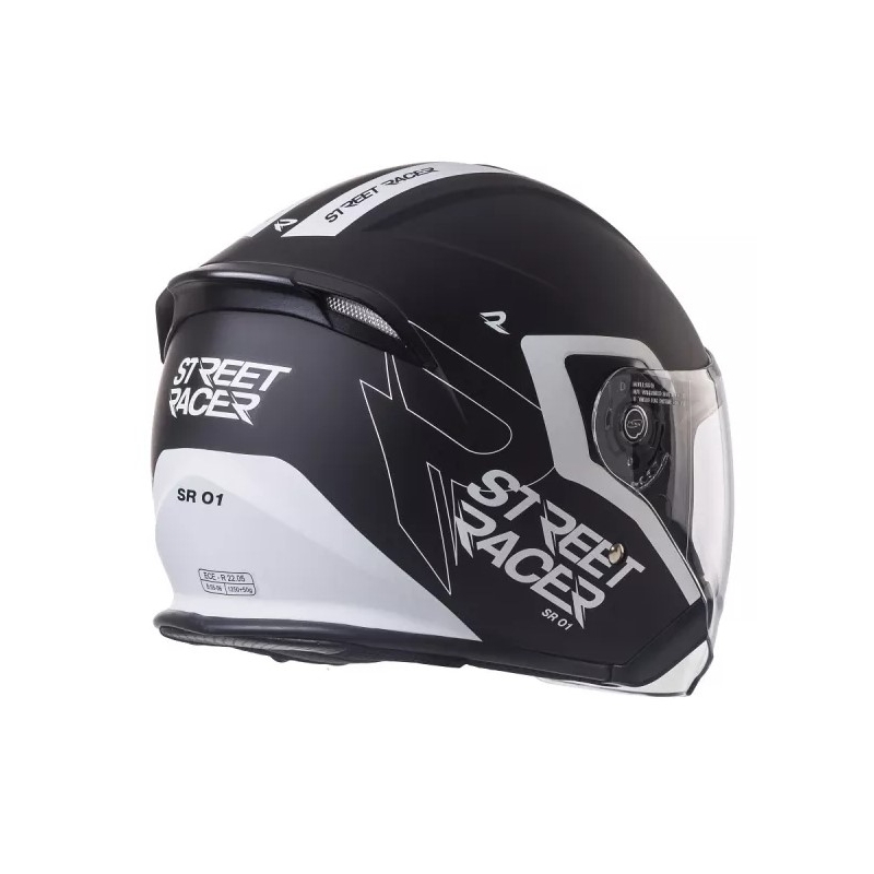 Offener Motorradhelm Street Racer SR 01 schwarz und weiß