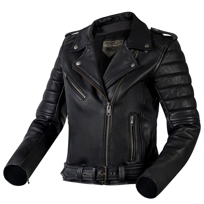 Ozone Ramones Modern Damen Motorrad Jacke Schwarz Ausverkauf