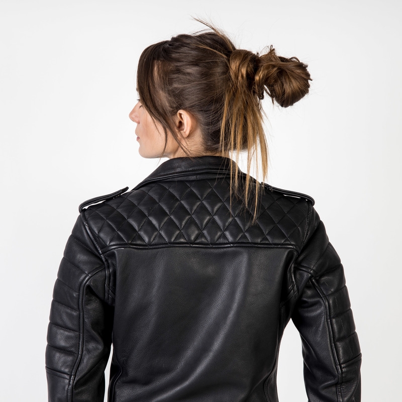 Ozone Ramones Modern Damen Motorrad Jacke Schwarz Ausverkauf