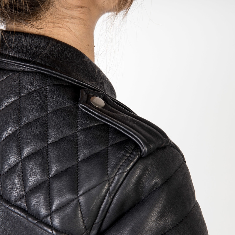 Ozone Ramones Modern Damen Motorrad Jacke Schwarz Ausverkauf