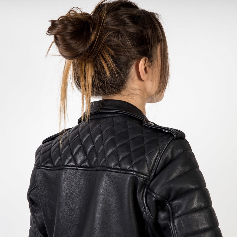 Ozone Ramones Modern Damen Motorrad Jacke Schwarz Ausverkauf