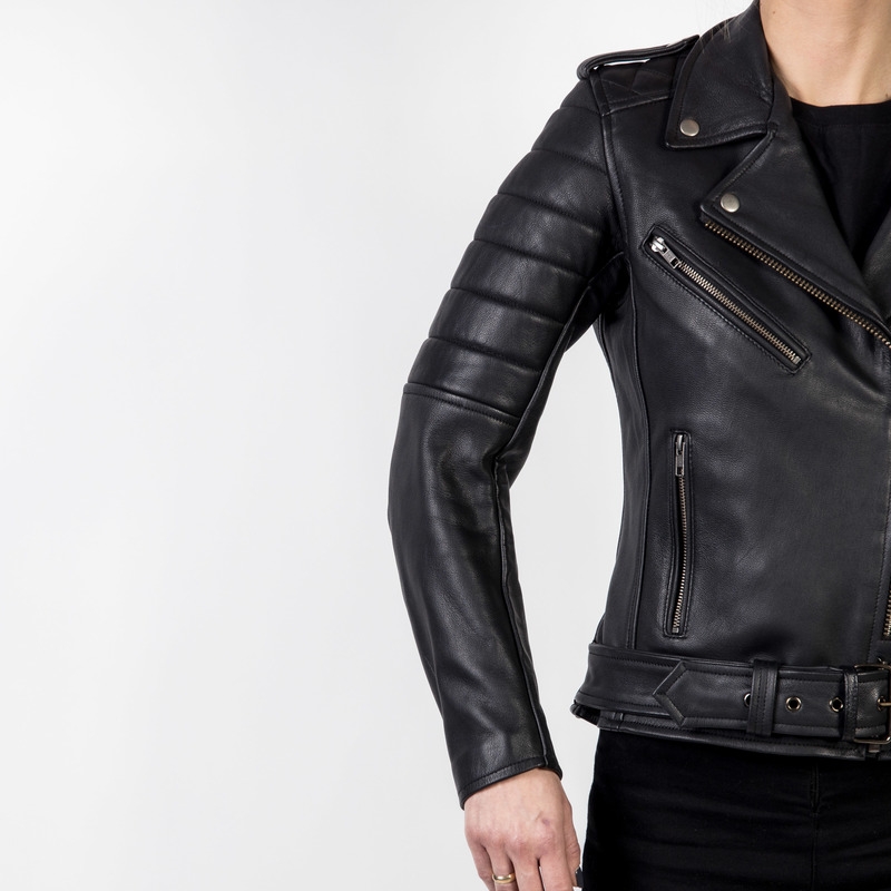 Ozone Ramones Modern Damen Motorrad Jacke Schwarz Ausverkauf