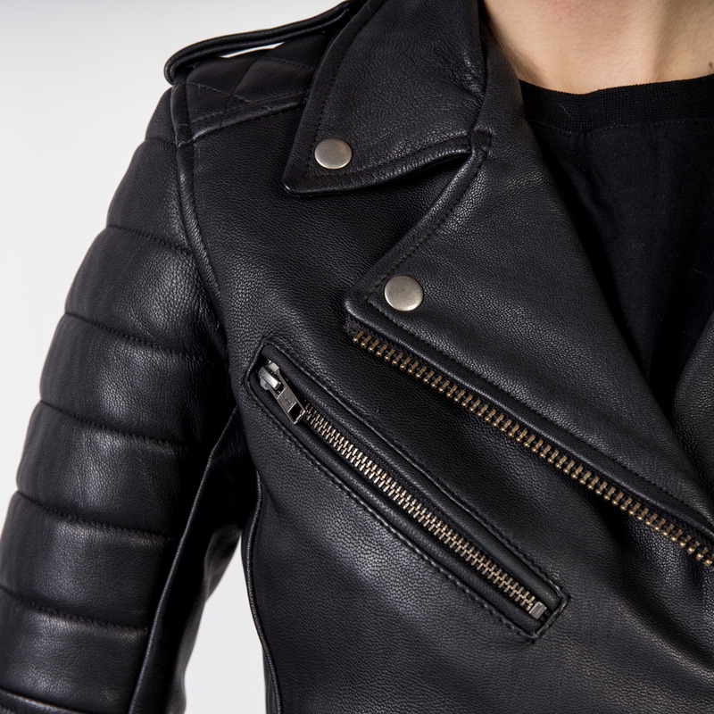 Ozone Ramones Modern Damen Motorrad Jacke Schwarz Ausverkauf