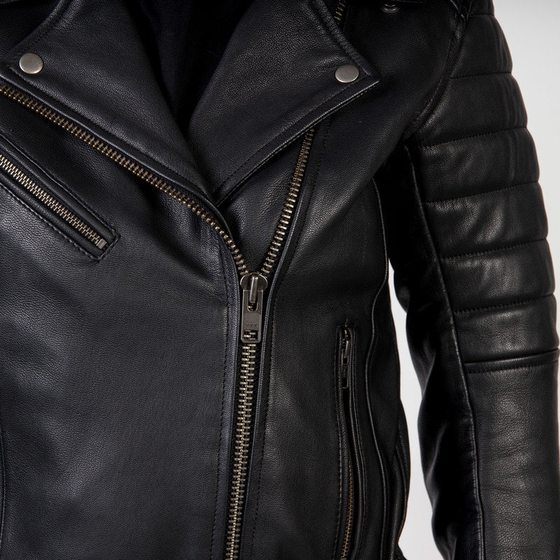 Ozone Ramones Modern Damen Motorrad Jacke Schwarz Ausverkauf