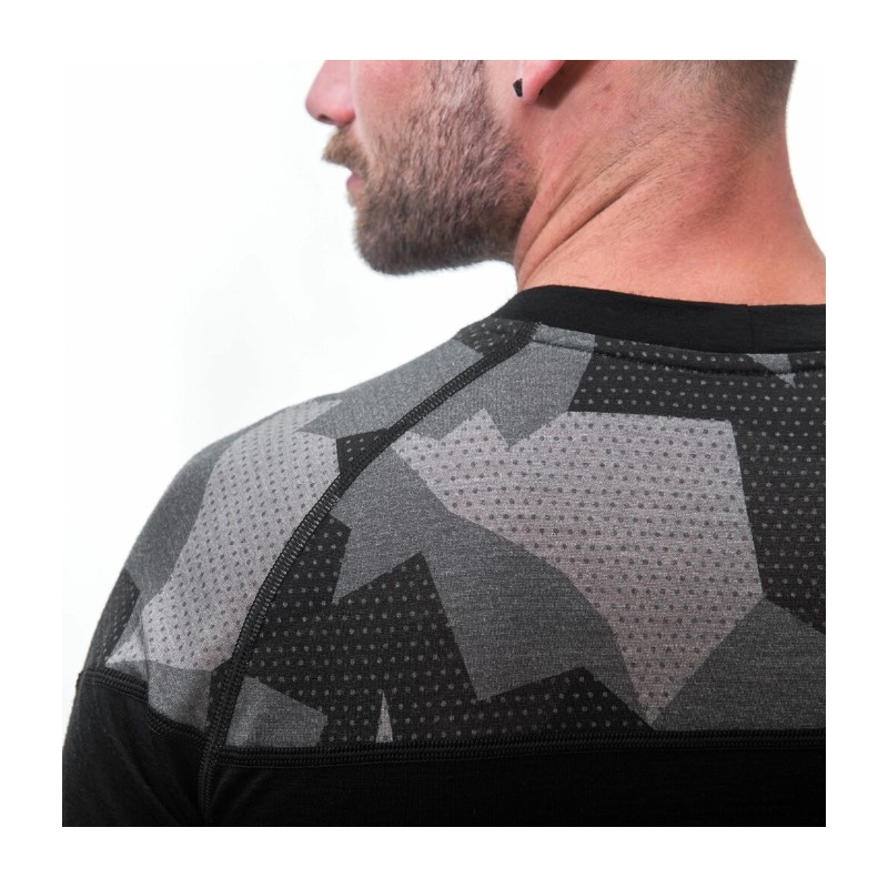 Herren Thermoshirt Sensor Merino Impress schwarz-maskiert - kurzarm Ausverkauf