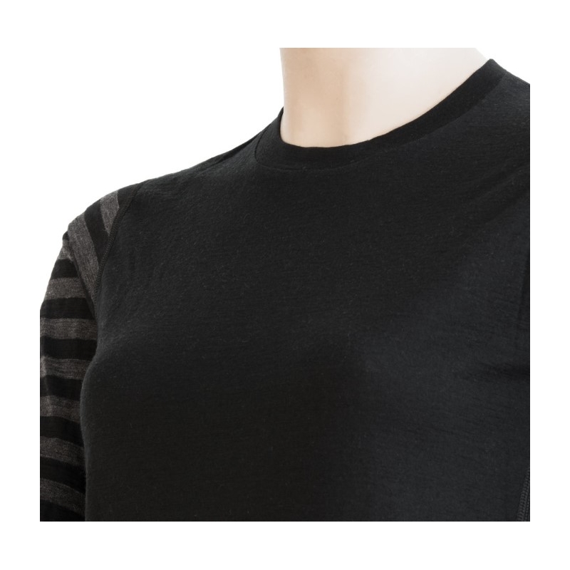 Damen Funktions-T-Shirt Sensor Merino Active schwarz-grau - Langarm Ausverkauf