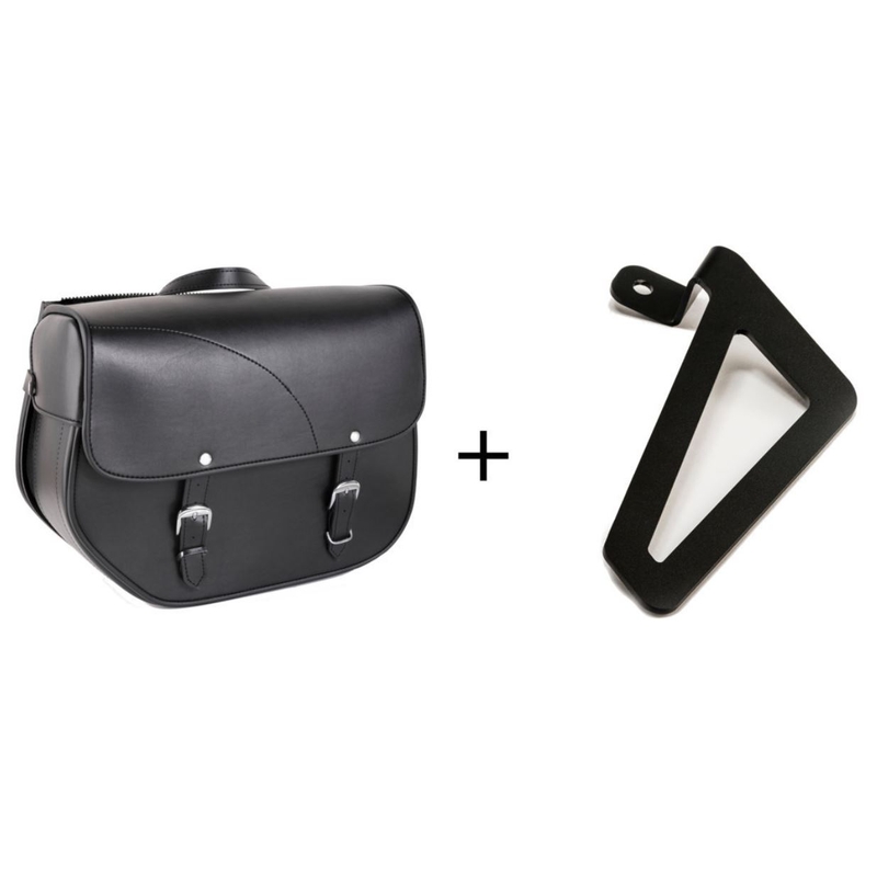 Leder-Satteltasche CUSTOMACCES SANT LOUIS schwarz right, with metal base right side and right fitting kit
