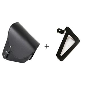Leder-Satteltasche CUSTOMACCES BARCELONA APS007N schwarz left, with universal support
