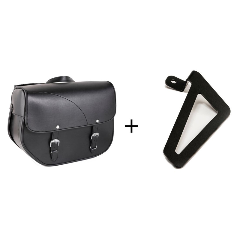 Leder-Satteltasche CUSTOMACCES SANT LOUIS schwarz left, with universal support