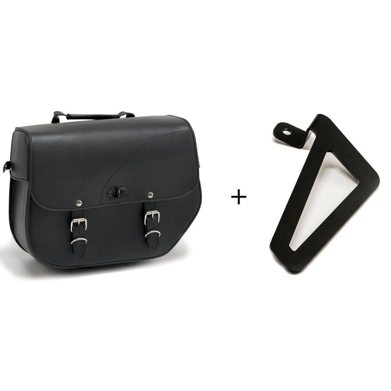 Leder-Satteltasche CUSTOMACCES SANT LOUIS schwarz left, with metal base left side and left fitting kit