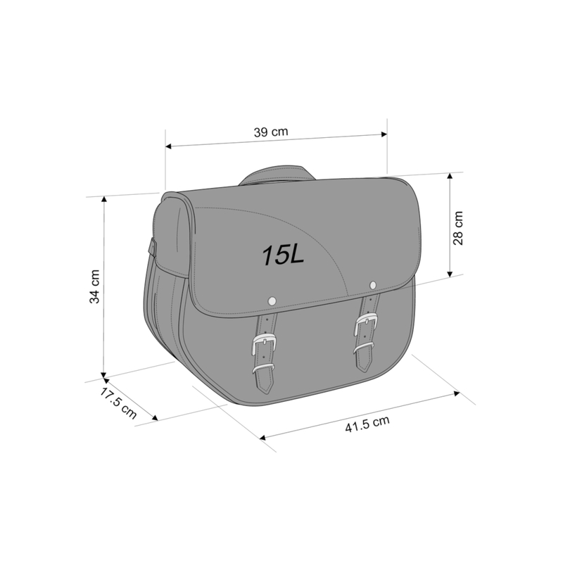Leder-Satteltasche CUSTOMACCES SANT LOUIS schwarz left, with metal base left side and left fitting kit
