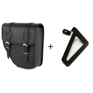 Leder-Satteltasche CUSTOMACCES IBIZA APM002N schwarz left, with universal support