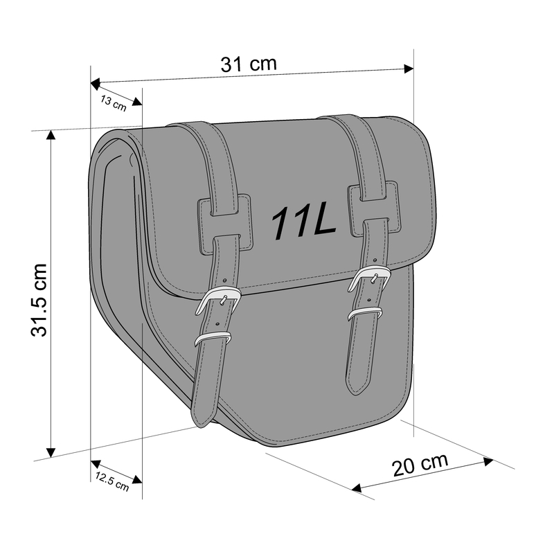Leder-Satteltasche CUSTOMACCES IBIZA schwarz left, with universal support