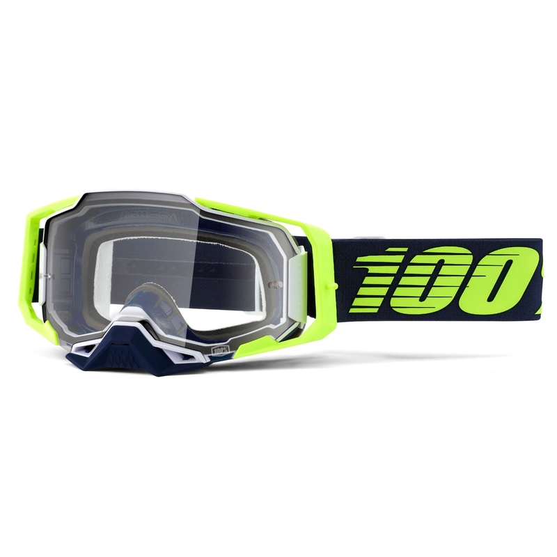 Motocrossbrille 100% ARMEGA Deker grün-blau (klares Plexiglas)
