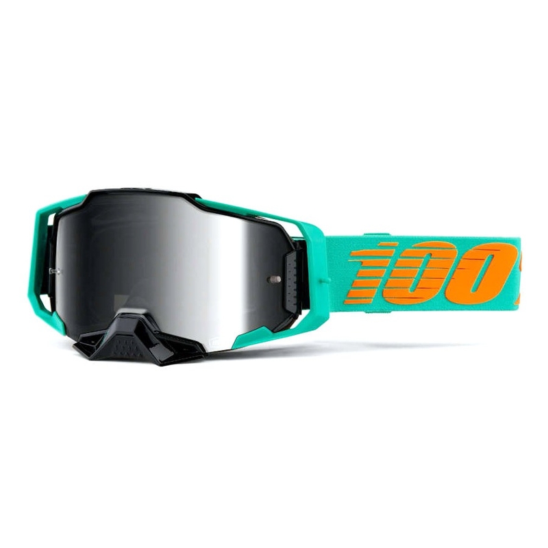 Motocrossbrille 100% ARMEGA Clark türkis (silber verspiegeltes Plexiglas)
