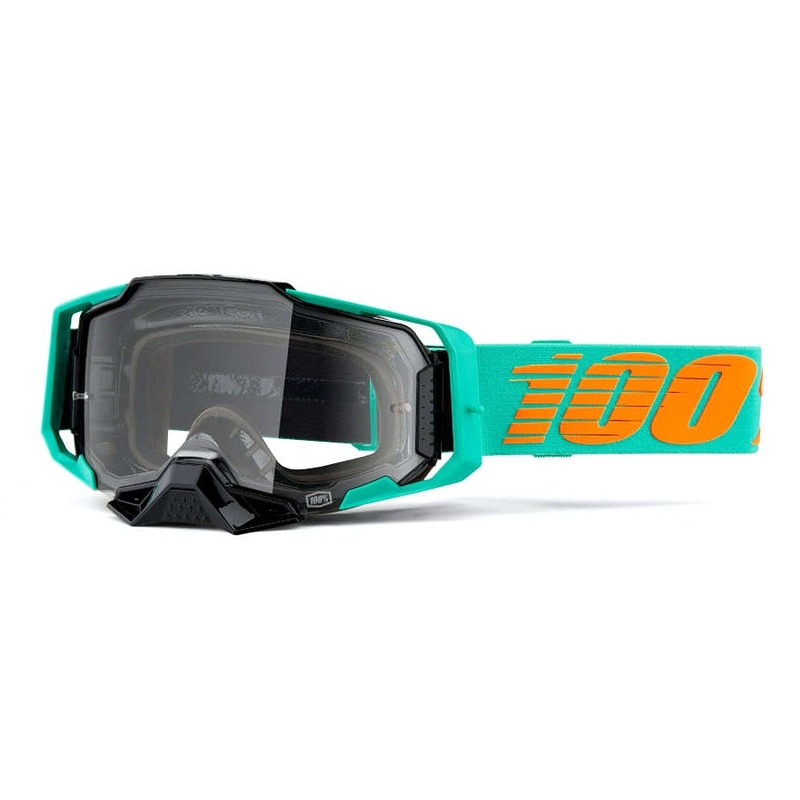 Motocrossbrille 100% ARMEGA Clark türkis (Plexiglas klar)
