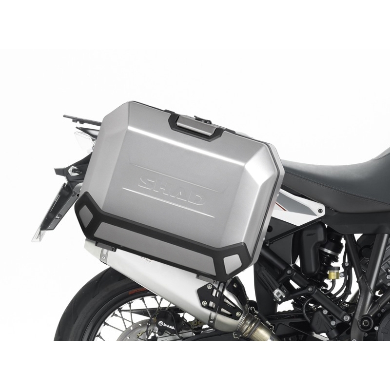 Complete set of black side aluminum cases 36L / 47L SHAD TERRA BLACK including mounting kit SHAD KTM Adventure 1090, 1190,  Super Adventure 1290 (R, S)