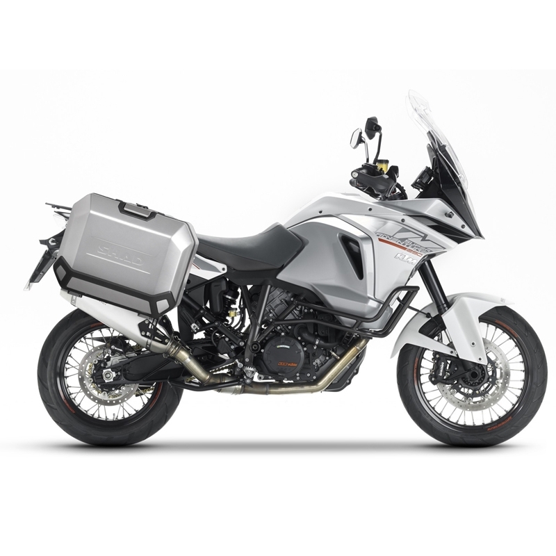 Complete set of black side aluminum cases 36L / 47L SHAD TERRA BLACK including mounting kit SHAD KTM Adventure 1090, 1190,  Super Adventure 1290 (R, S)
